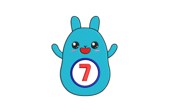 Cute Rabbit Number 7 Embroidery Design