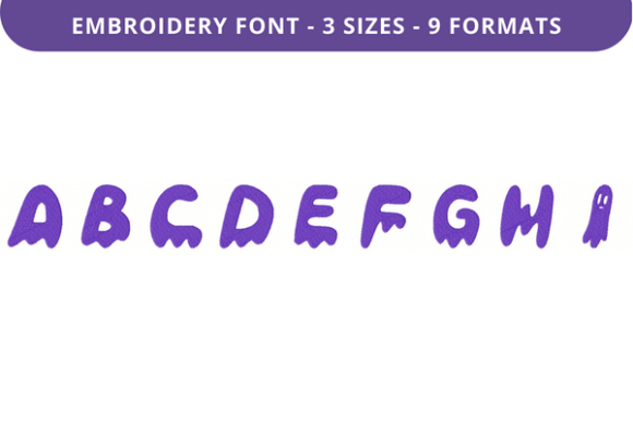 Drippy Ghost Font A to I – A Unique Embroidery Font for Creative Projects