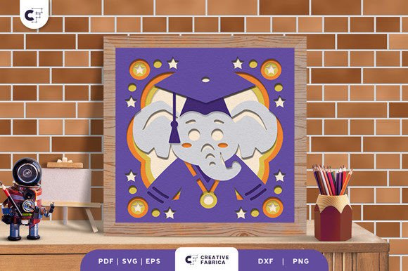 Elephant on Graduation 3D Shadow Box: A Creative Celebration of Achievement